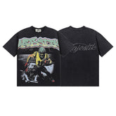 MAJESTIK Men's Vintage Graphic Oversized T-Shirt – Dark Streetwear Double-Sided Print Casual Tee