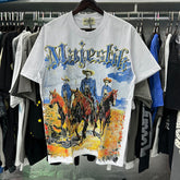 MAJESTIK Men's Vintage Graphic Oversized T-Shirt – Artistic Streetwear Retro Casual Tee