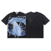 MAJESTIK Men's Vintage Graphic Oversized T-Shirt – Dark Streetwear Retro Casual Tee