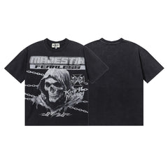 MAJESTIK Men's Vintage Graphic Oversized T-Shirt – Gothic Streetwear Retro Casual Tee