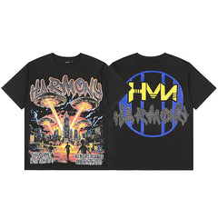 HARMONY Vintage Harmony UFO Graphic Oversized T-Shirt – Double-Sided Unisex Streetwear Tee