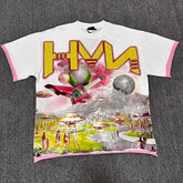 HARMONY Vintage Cosmic Guitar Graphic Oversized T-Shirt – Unisex Streetwear Tee