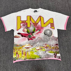 HARMONY Vintage Cosmic Guitar Graphic Oversized T-Shirt – Unisex Streetwear Tee