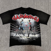 HARMONY Vintage Harmony Boxing Graphic Oversized T-Shirt – Double-Sided Unisex Streetwear Tee
