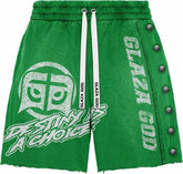 GLAZA GOD Heavyweight French Terry Shorts – Green Wash