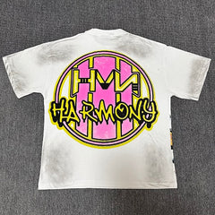 HARMONY Vintage Harmony Carnival Graphic Oversized T-Shirt – Double-Sided Unisex Streetwear Tee