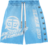 GLAZA GOD Heavyweight French Terry Shorts – Blue Wash