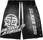 GLAZA GOD Heavyweight French Terry Shorts – BLACK Wash