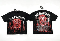HARMONY Men's Vintage Statue Graphic Oversized T-Shirt – Double-Sided Unisex Streetwear Tee