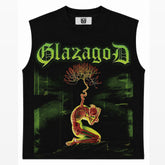 GLAZA GOD Growth – Heavyweight Acid Wash Sleeveless Tee -Green