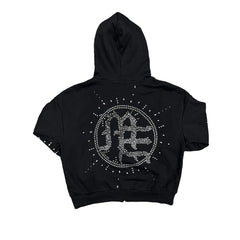 ‘Eclipse’ Black Rhinestone Hoodie