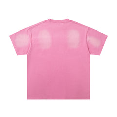 MAJESTIK Men's Vintage Graphic Oversized T-Shirt – Pink Retro Streetwear Washed Casual Tee