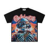 MAJESTIK Men's Vintage Graphic Oversized T-Shirt – Retro Streetwear Double-Sided Print Casual Tee