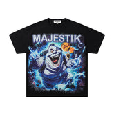 MAJESTIK Men's Fantasy Graphic Oversized T-Shirt – Vintage Streetwear Double-Sided Print Casual Tee