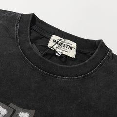 MAJESTIK Men's Vintage Graphic Oversized T-Shirt – Dark Streetwear Retro Casual Tee