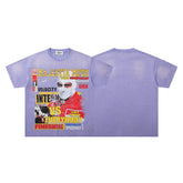 MAJESTIK Men's Vintage Graphic Oversized T-Shirt – Purple Retro Streetwear Washed Casual Tee