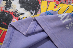 MAJESTIK Men's Vintage Graphic Oversized T-Shirt – Purple Retro Streetwear Washed Casual Tee
