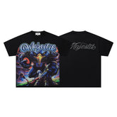 MAJESTIK Men's Vintage Graphic Oversized T-Shirt – Fantasy Streetwear Double-Sided Print Casual Tee
