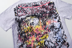 MAJESTIK Men's Vintage Graphic Oversized T-Shirt – Abstract Streetwear Double-Sided Print Casual Tee