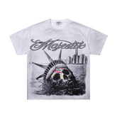 MAJESTIK Men's Vintage Graphic Oversized T-Shirt – Artistic Streetwear Double-Sided Print Casual Tee
