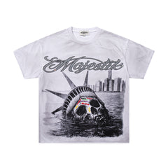 MAJESTIK Men's Vintage Graphic Oversized T-Shirt – Artistic Streetwear Double-Sided Print Casual Tee