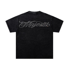 MAJESTIK Men's Vintage Racing Graphic Oversized T-Shirt – Streetwear Double-Sided Print Casual Tee