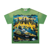 MAJESTIK Men's Vintage Graphic Oversized T-Shirt – Artistic Streetwear Double-Sided Print Casual Tee
