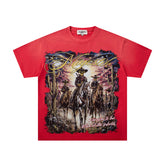 MAJESTIK Men's Vintage Graphic Oversized T-Shirt – Retro Streetwear Double-Sided Print Casual Tee