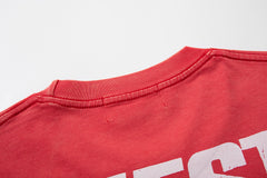 MAJESTIK Men's Vintage Graphic Oversized T-Shirt – Red Streetwear Double-Sided Print Casual Tee