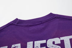 MAJESTIK Men's Vintage Graphic Oversized T-Shirt – Purple Streetwear Double-Sided Print Casual Tee