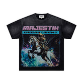 MAJESTIK Men's Vintage Graphic Oversized T-Shirt – Dark Streetwear Double-Sided Print Casual Tee