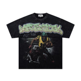 MAJESTIK Men's Vintage Graphic Oversized T-Shirt – Dark Streetwear Double-Sided Print Casual Tee