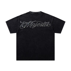 MAJESTIK Men's Vintage Graphic Oversized T-Shirt – Dark Streetwear Double-Sided Print Casual Tee