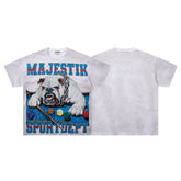 MAJESTIK Men's Vintage Graphic Oversized T-Shirt – Retro Streetwear Double-Sided Print Casual Tee