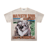 MAJESTIK Men's Vintage Graphic Oversized T-Shirt – Retro Streetwear Washed Casual Tee