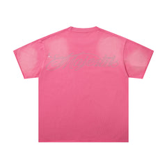 MAJESTIK Men's Vintage Graphic Oversized T-Shirt – Pink Retro Streetwear Washed Casual Tee