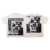 MAJESTIK Men's Vintage Graphic Oversized T-Shirt – Minimalist Streetwear Double-Sided Print Casual Tee