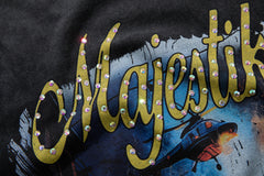 MAJESTIK Men's Vintage Graphic Oversized T-Shirt – Dark Streetwear Double-Sided Print Casual Tee