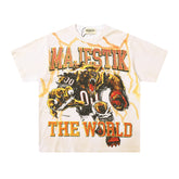 MAJESTIK Men's Vintage Graphic Oversized T-Shirt – Retro Streetwear Double-Sided Print Casual Tee