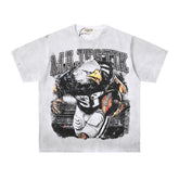 MAJESTIK Men's Vintage Graphic Oversized T-Shirt – Washed Streetwear Double-Sided Casual Tee