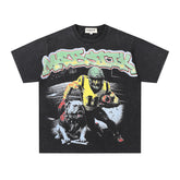 MAJESTIK Men's Vintage Graphic Oversized T-Shirt – Dark Streetwear Double-Sided Print Casual Tee
