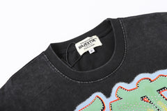 MAJESTIK Men's Vintage Graphic Oversized T-Shirt – Dark Streetwear Double-Sided Print Casual Tee