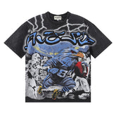 MAJESTIK Men's Vintage Graphic Oversized T-Shirt – Dark Streetwear Retro Casual Tee
