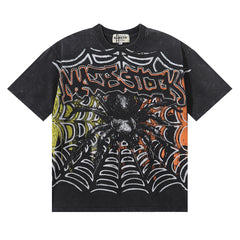 MAJESTIK Men's Vintage Graphic Oversized T-Shirt – Abstract Streetwear Retro Casual Tee