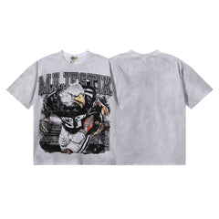MAJESTIK Men's Vintage Graphic Oversized T-Shirt – Gothic Streetwear Retro Casual Tee