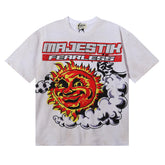 MAJESTIK Men's Vintage Graphic Oversized T-Shirt – Streetwear Retro Graphic Casual Tee