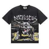 MAJESTIK Men's Vintage Graphic Oversized T-Shirt – Dark Streetwear Retro Casual Tee