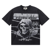 MAJESTIK Men's Vintage Graphic Oversized T-Shirt – Gothic Streetwear Retro Casual Tee