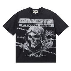 MAJESTIK Men's Vintage Graphic Oversized T-Shirt – Gothic Streetwear Retro Casual Tee