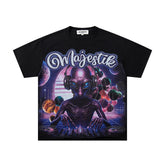 MAJESTIK Men's Fantasy Graphic Oversized T-Shirt – Dark Streetwear Double-Sided Print Casual Tee